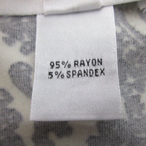 TALBOTS Top Size Medium Black White Paisley Pullover Scoop Neck ¾ Sleeve Stretch - Picture 5 of 6